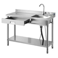 Chiuvetă-Mobilă-din-Oțel-Inoxidabil-1200x500-mm-cu-Sertar-și-Roți