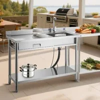 Chiuvetă-Mobilă-din-Oțel-Inoxidabil-1200x500-mm-cu-Sertar-și-Roți
