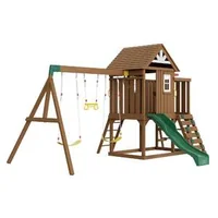 Set-de-leagăn-din-lemn-9-în-1-echipament-de-joacă-pentru-exterior-tobogan-de-1-8m-și-fortăreață-superioară