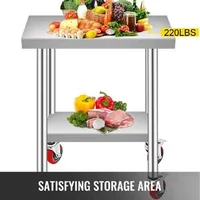 Masă-de-lucru-mobilă-76-x-45-cm-oțel-inoxidabil-cu-roți