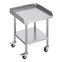 Masă-de-lucru-mobilă-pătrată-61x61-cm-oțel-inoxidabil-cu-roți