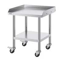 Masă-de-lucru-mobilă-pătrată-61x61-cm-oțel-inoxidabil-cu-roți