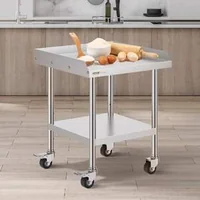 Masă-de-lucru-mobilă-pătrată-61x61-cm-oțel-inoxidabil-cu-roți