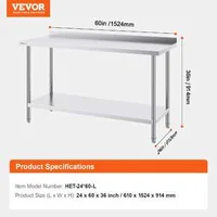 Masă-de-lucru-profesională-152x61-cm-oțel-inoxidabil-pentru-pregătirea-alimentelor
