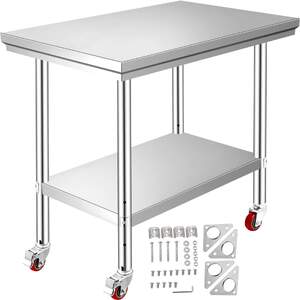Masă-de-lucru-mobilă-122x61-cm-oțel-inoxidabil-cu-roți