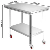 Masă-de-lucru-mobilă-122x61-cm-oțel-inoxidabil-cu-roți