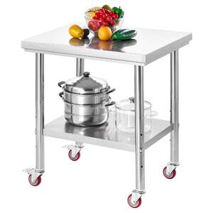 Masă-de-lucru-mobilă-76x60-cm-oțel-inoxidabil-cu-roți