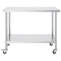 Masă-de-lucru-mobilă-122x61-cm-oțel-inoxidabil-cu-roți