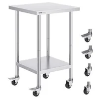 Masă-de-lucru-mobilă-pătrată-61x61-cm-oțel-inoxidabil-cu-roți