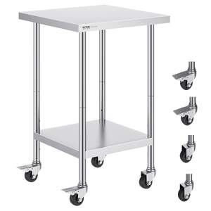 Masă-de-lucru-mobilă-pătrată-61x61-cm-oțel-inoxidabil-cu-roți