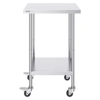 Masă-de-lucru-mobilă-pătrată-61x61-cm-oțel-inoxidabil-cu-roți