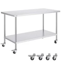 Masă-de-lucru-mobilă-152x76-cm-oțel-inoxidabil-cu-roți