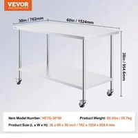Masă-de-lucru-mobilă-152x76-cm-oțel-inoxidabil-cu-roți