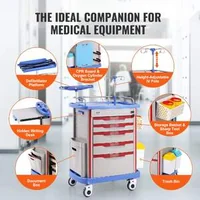 Cărucior-medical-mobil-cu-5-niveluri-5-sertare-și-2-coșuri-pentru-deșeuri