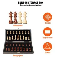 Șah-magnetic-din-lemn-30-5-cm-cu-tablă-pliabilă-compartimente-individuale-și-2-dame-suplimentare