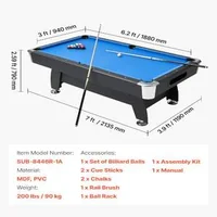 Masă-de-biliard-clasică-213-cm-Postav-albastru-picioare-reglabile-și-set-complet