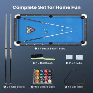 Masă-de-biliard-clasică-213-cm-Postav-albastru-picioare-reglabile-și-set-complet