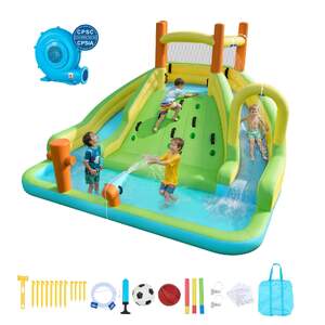 Parc-acvatic-gonflabil-de-4-0-m-castel-cu-tobogan-dublu-perete-de-cățărare-și-mini-fotbal
