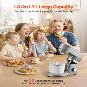 Mașină-multifuncțională-de-înghețată-și-mixer-planetar-1-7-L-6-viteze-și-timer-LED