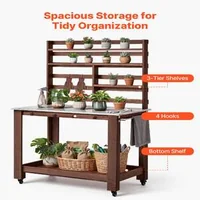 Masă-de-lucru-pentru-grădină-cu-blat-din-oțel-inoxidabil-115x66-cm-mobilă-maro