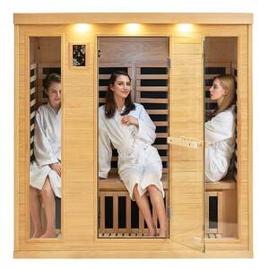 Saună-infraroșie-pentru-3-4-persoane-2580W-lemn-natural-centru-spa-de-familie