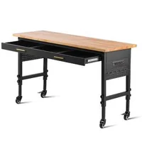 Masă-de-lucru-pe-roți-cu-înălțime-reglabilă-cu-priză-și-sertar-150-cm