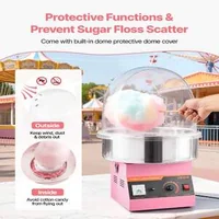 Mașină-pentru-vată-de-zahăr-cu-capac-de-protecție-1000W-roz
