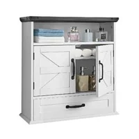 Dulap-suspendat-pentru-baie-61-x-23-x-64-cm-cu-sertar-și-etajeră-deschisă