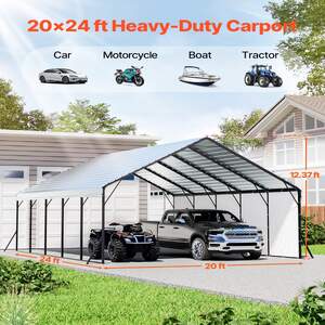 Copertină-metalică-pentru-automobile-5-8x7-5x3-77-metri-garaj-dublu-masiv-Heavy-Duty