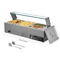Bain-marie-profesional-pentru-bufet-1500W-cu-3-tăvi-și-capac-de-sticlă