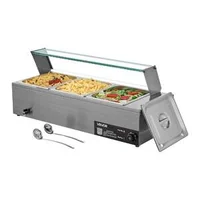 Bain-marie-profesional-pentru-bufet-1500W-cu-3-tăvi-și-capac-de-sticlă