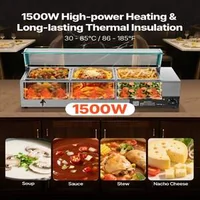 Bain-marie-profesional-pentru-bufet-1500W-cu-3-tăvi-și-capac-de-sticlă