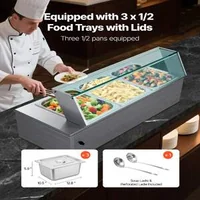 Bain-marie-profesional-pentru-bufet-1500W-cu-3-tăvi-și-capac-de-sticlă