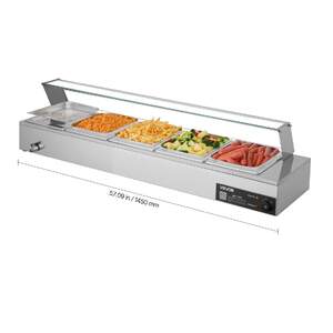 Bain-marie-electric-profesional-1500W-5-tăvi-1-2-cu-capac-din-sticlă