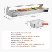Bain-marie-electric-profesional-1500W-5-tăvi-1-2-cu-capac-din-sticlă