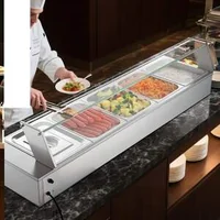 Bain-marie-electric-profesional-1500W-5-tăvi-1-2-cu-capac-din-sticlă