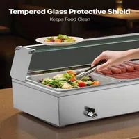 Bain-marie-electric-profesional-1500W-5-tăvi-1-2-cu-capac-din-sticlă