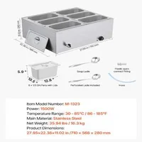 Bain-marie-profesional-pentru-bufet-1500W-6-tăvi-cu-capace
