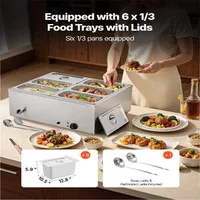 Bain-marie-profesional-pentru-bufet-1500W-6-tăvi-cu-capace