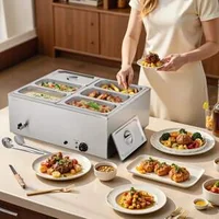 Bain-marie-profesional-pentru-bufet-1500W-6-tăvi-cu-capace