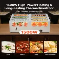 Bain-marie-profesional-pentru-bufet-1500W-6-tăvi-cu-capace
