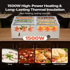 Bain-marie-profesional-pentru-bufet-1500W-6-tăvi-cu-capace