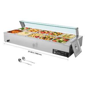 Bain-marie-electric-profesional-1700-W-10-tăvi-cu-capac-din-sticlă-și-polonice