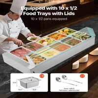 Bain-marie-electric-profesional-1700-W-10-tăvi-cu-capac-din-sticlă-și-polonice