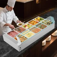 Bain-marie-electric-profesional-1700-W-10-tăvi-cu-capac-din-sticlă-și-polonice