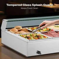 Bain-marie-electric-profesional-1700-W-10-tăvi-cu-capac-din-sticlă-și-polonice