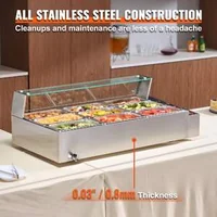 Bain-marie-electric-profesional-1500W-cu-9-tăvi-capac-de-sticlă-și-polonice