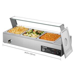 Bain-marie-electric-profesional-1500-W-3-tăvi-1-2-cu-capac-din-sticlă
