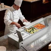 Bain-marie-electric-profesional-1500-W-3-tăvi-1-2-cu-capac-din-sticlă