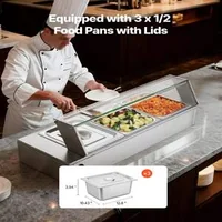 Bain-marie-electric-profesional-1500-W-3-tăvi-1-2-cu-capac-din-sticlă